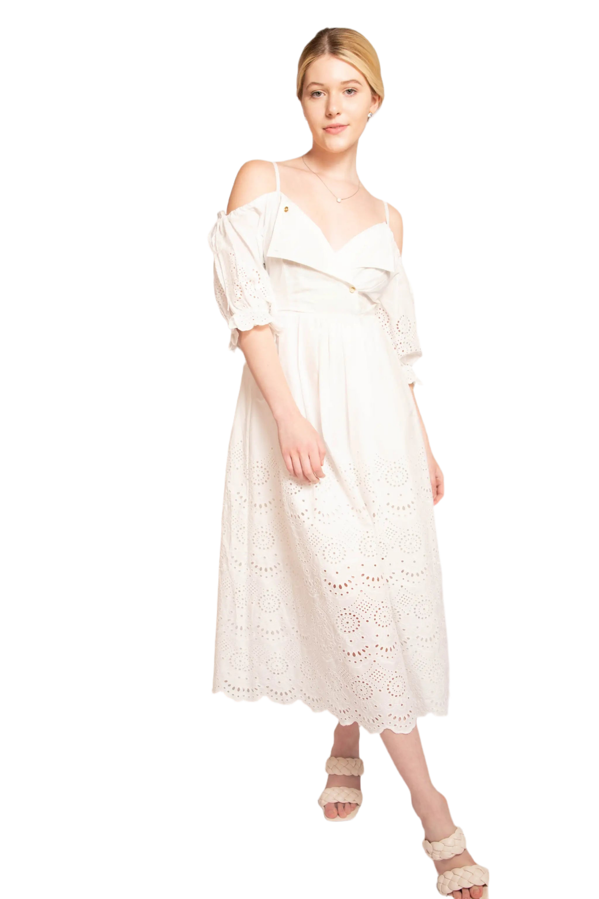 Aria Embroidered Cut-out Puff Shoulder Maxi Dress – Roznym Boutique Aria Embroidered Cut-out Puff Shoulder Maxi Dress – Roznym Boutique